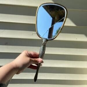 Vintage Silver Coated Floral Hand Mirror